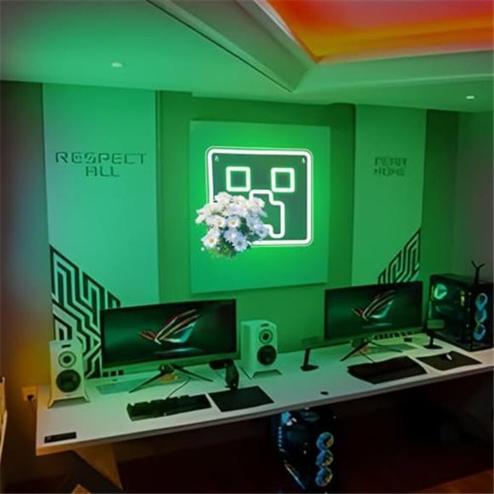 Neon LED Minecraft Creeper Wall Sign Gamer Decor - Picture 5 of 6
